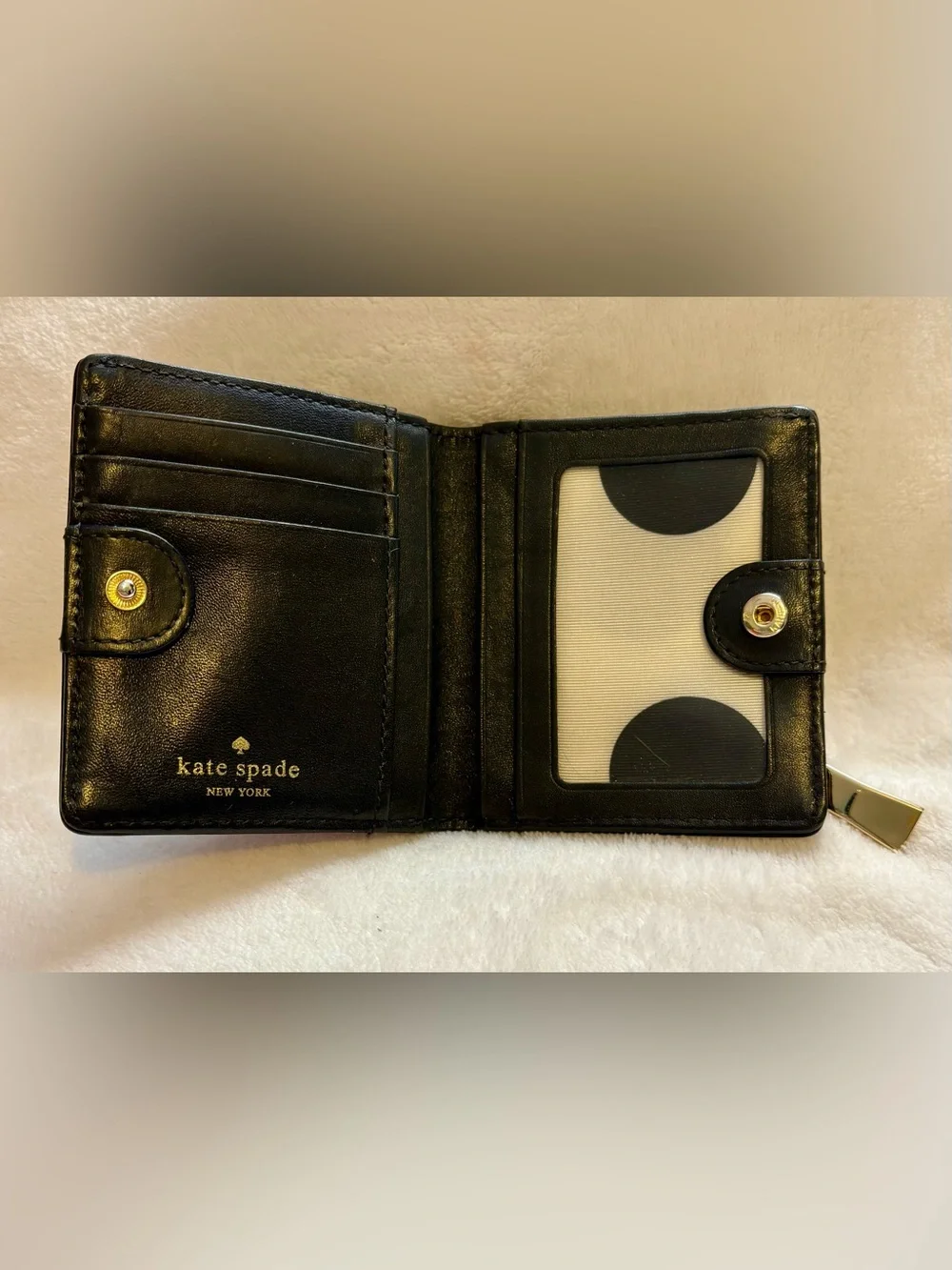 Kate Spade Small Staci Black Leather Wallet with Gold Hardware